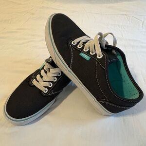 Vans Black Sneakers with White and Teal Accents